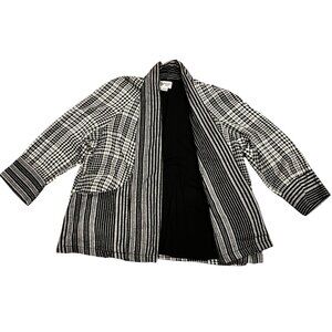 Winter Sun Plaid Jacket, Pockets, Black White S/M
